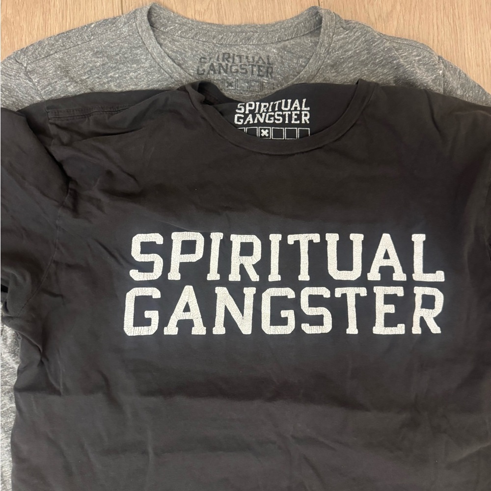 Spiritual Gangster Men's Black Logo Crewneck T‑Shirts - LOT OF 6 - Size Medium - Picture 2 of 8